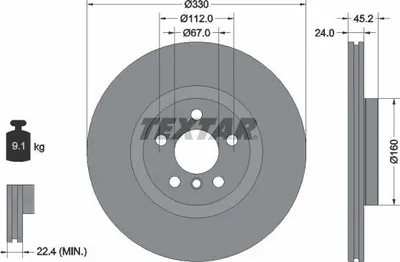Produktbild von 2x TEXTAR Bremsscheibe 92274405 für BMW X1 (F48) 2 Active Tourer (F45) X2 (F39)