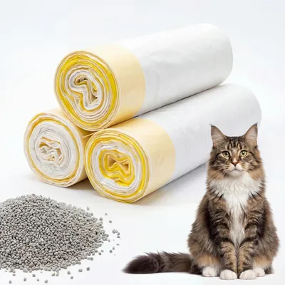 Produktbild von Katzentoilettenbeutel mit Kordelzug 30 Stück, reißfest, für Katzentoilette