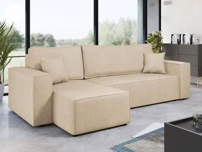 Produktbild von MIRJAN24 Ecksofa Karl, Eckcouch, Couch mit Bettkasten und Schlaffunktion, L-Form, Ottomane universal, Dekorative Kissen-Set (Farbe: Lima 46)