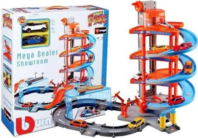 Immagine prodotto di Modello "Garage a più piani Mega Dealer Showroom" con 2 auto BBurago