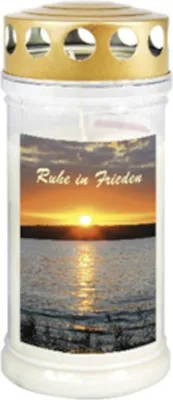 Produktbild von Jeka Gedenkkerze 100% Pflanzenöl Sonnenuntergang Grabkerze Grablicht 17 cm hoch