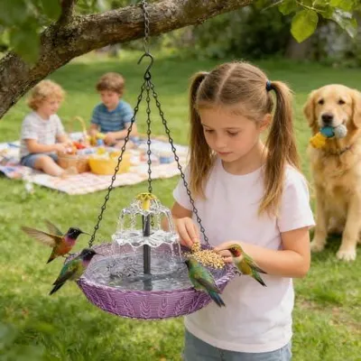 Produktbild von Solarbetriebene Vogeltränke für den Außenbereich mit Springbrunnen für Kolibris – Gartendekoration für Gärten, Terrassen, Balkone, Innenhöfe und Vorgärten
