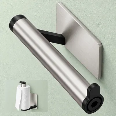 Produktbild von Mai & Mai Toilettenpapierhalter ohne Bohren, Klopapierhalter WC aus Edelstahl, Toilettenpapier Halterung Rollenhalter Matt schwarz + Nickel Lino-02
