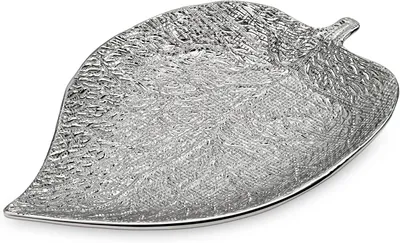 Produktbild von Keramik-Dekoschale in Silber, 24*36 CM, Dekotablett für Schmuck, Schlüssel, Kosmetik und Kerzen, Schmuckschale, Schlüsselschale, Kerzenständer, Herbst- und Weihnachtsdekoration für Tisch, Wohnzimmer, Badezimmer und Küche
