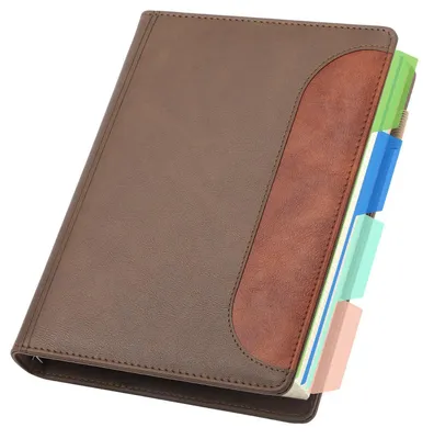 Immagine prodotto di Quaderno A5 a quadretti, rivestito in ecopelle, color kaki, ricaricabile, con 120 fogli da 100 GSM e fogli separabili