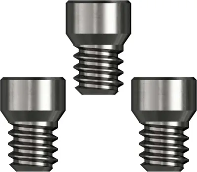 Three metal dart spigots are arranged in a triangular formation against a white background.