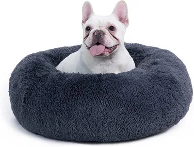 Produktbild von Famanu Hundebett Rund Flauschig - Dunkelgrau