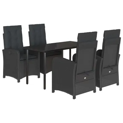 Imagen del producto de vidaXL Juego de mesa de jardín de 5 piezas con cojines, color , fabricado en ratán sintético