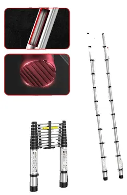 Obrázek produktu pro Teleskopický žebřík, nerezová ocel, lehká konstrukce, 32 m Bez háčků