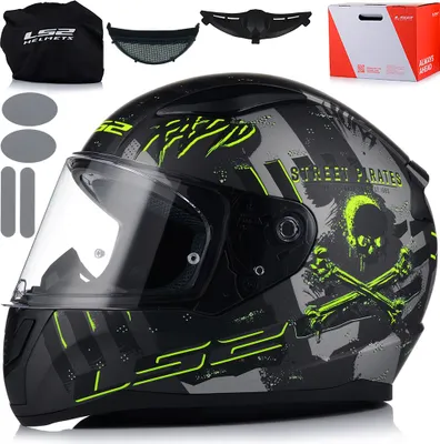 Produktbild von LS2 FF353 Rapid II Pirates Helm, schwarz matt/grau/neon-gelb, XL (61/62)