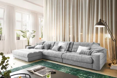 Produktbild von KAWOLA Sofa LANA XL Ecksofa Cord hellgrau Recamiere links