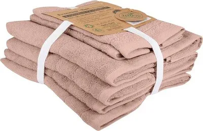 Produktbild von Unyqoos® Bio-Handtuch-Set – 100% Baumwolle, 6er Pack (2×30×50 + 4×50×90 cm), weich, schnelltrocknend, plastikfrei, Backsteinrot