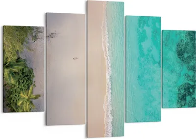 Produktbild von Bild auf Leinwand - Leinwandbild - 5 Teile - Strand Tropen Rand - 150x100cm - Wand Bild - Wanddeko - Wandbilder - Leinwanddruck - Bilder - Wanddekoration - Leinwand bilder - Wandbild - EA150x100-5000
