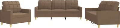 Produktbild von 3-tlg. Sofagarnitur mit Kissen Braun Stoff