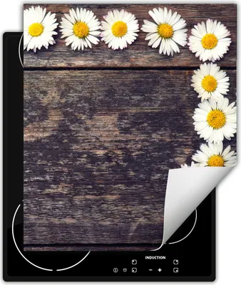 Produktbild von DarHaus Herdabdeckplatte 45x52 cm Anti Rutsch Matte Aufrollbar, Holz - Blumen