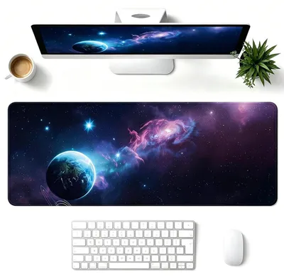 Zdjęcie produktu dla Duża podkładka pod mysz do gier, 80 x 30 cm, podkładka pod biurko, motyw nocnego nieba, antypoślizgowa, obszyta