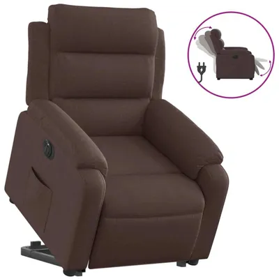 Image de vidaXL Fauteuil relax avec releveur électrique Tissu marron foncé