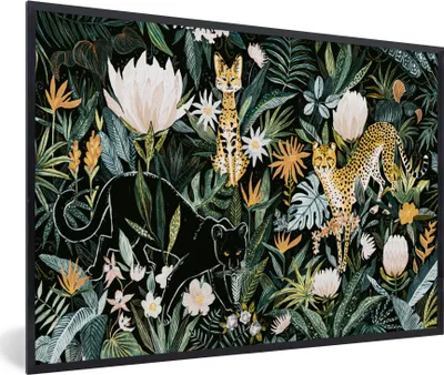 Produktbild von MuchoWow® MuchoWow® Gerahmtes Poster Dschungel - Tiere - Pflanzen 60x40 cm - Poster mit zchwarzem Bilderrahmen - Printing - Wanddeko Schlafzimmer
