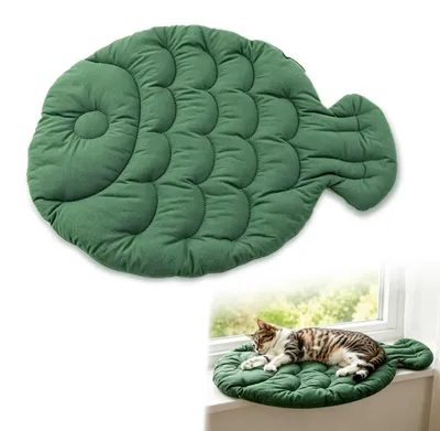 Image de Plateau de fenêtre pour chat, dimensions 67x55 cm, lavable des deux côtés, couleurs claires/foncées