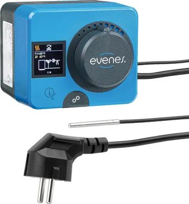 Produktbild von Evenes MMF230.10.120 Stellmotor mit Festwertregler, Farbdisplay & AMM1 Anbausatz, 230 V, für Heiz- und Kühlsysteme