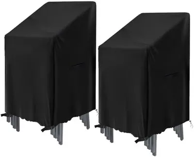 Produktbild von Schutzhülle für Gartenstühle 2 Stück, Abdeckung für Stapelstühle 72 * 72 * 120cm, Wasserdicht Stuhlabdeckung Oxford Stoff Wetterfest Gartenstuhl Abdeckung für Gartensessel Balkonstühle