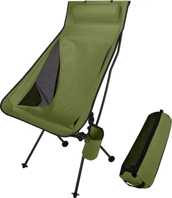 Image de Chaise de camping pliable avec dossier long et sac de transport pour l'extérieur, la pêche, la randonnée, le pique-nique