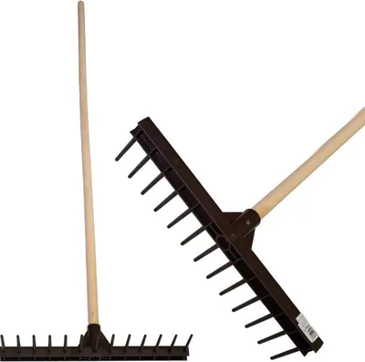 Image de Râteau DKP pour foin, 13 dents, plastique, pour feuilles, manche en bois