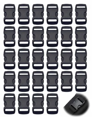 30 Kunststoffschnallen 10 mm schwarz für Paracord-Armbänder