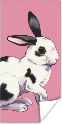 Produktbild von Poster - Kaninchen mit rosa Hintergrund - 80x160 cm