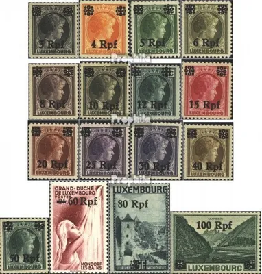 Produktbild von Briefmarken Luxemburg (Dt.Bes.2.WK.) 1940 Mi 17-32 (kompl.Ausg.) mit Falz Aufdruckausgabe