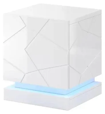 Obrázek produktu pro Noční stolek QIU 2 ks 46x41.5x53 cm bílý lesk/bílý lesk