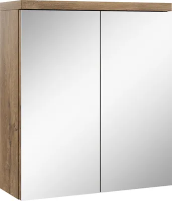 Produktbild von Badplaats Spiegelschrank Toledo 60 x 60 cm Braun Eiche - Badezimmerschrank mit Spiegel und 2 Türen