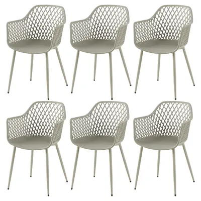 Produktbild von HJ_WeDoo Moderne Esszimmer- & Gartenstühle, 6er Set, Grau, mit Armlehne, 120 kg, PP, Metallbeine