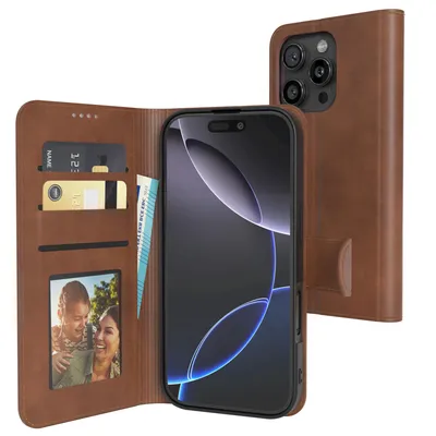 Produktbild von EAZY CASE Business Hülle für Apple iPhone 16 Pro klappbar, Premium Kunstleder Handyhülle mit Kartenfach