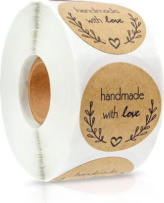 Produktbild von Kraft Selbstgemacht mit Liebe Aufkleber,500 Stš¹ck Geschenkaufkleber,Selbstgemacht mit Liebe Aufkleber,Made with love aufkleber,Runde Backaufkleber Kraft,Weihnachten&Geschenksticker fš¹r Hochzeit