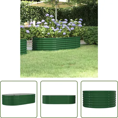 Produktbild von The Living Store Hochbeet Pulverbeschichteter Stahl 152x80x36 cm Grün