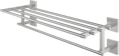 Immagine prodotto di Portasciugamani - Porta asciugamani - Organizzazione del bagno - Due opzioni di installazione - 40 cm - Grigio opaco
