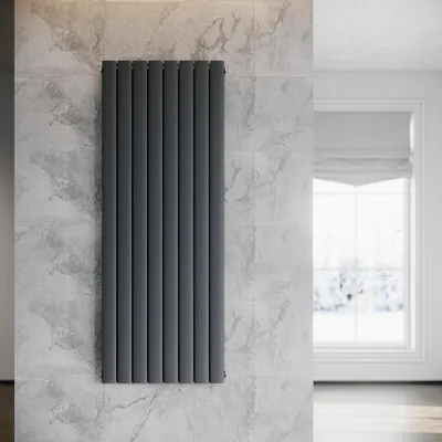Obrázek produktu pro SONNI Vertikální topení, designový panelový radiátor, dvouvrstvý, barva antracit, rozměry 1600 × 619 mm, bez topného tělesa