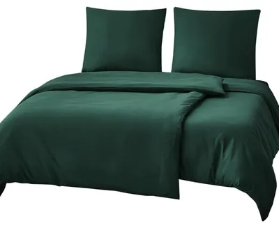 Zdjęcie produktu dla Komplet pościeli 4-częściowy, ciemnozielony, mikrofibra, 135x200 cm + 80x80 cm, z zamkiem błyskawicznym