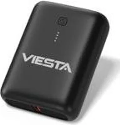 Produktbild von VIESTA® Mini Powerbank 9.000 mAh Schwarz – kompakte 22,5 W Schnelllade-Powerbank mit PD 20W, USB-C Ein-/Ausgang, USB-A Ausgang, LED-Anzeige