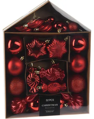 Immagine prodotto di Set di ornamenti per albero di Natale, varie forme e dimensioni, 32 pezzi.