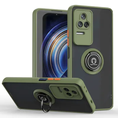 Obrázek produktu pro Pouzdro pro Xiaomi Redmi K50 / K50 Pro matné průsvitné TPU pouzdro s prstencovým držákem a stojánkem Armádní zelená