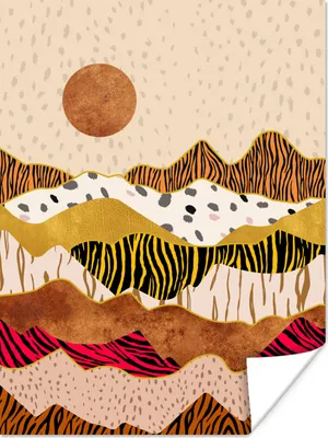 Produktbild von MuchoWow® Poster Tiger Druck - Pastell - Gold - Druck - Tiger - Abstrakt 90x120 cm - Wohnzimmer
