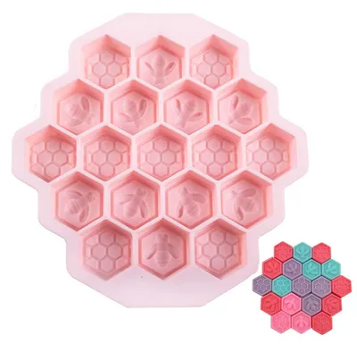 Image de Moules en silicone en forme de nid d'abeille, avec 19 cavités pour la fabrication de glaçons, de savon, de gâteaux et de desserts