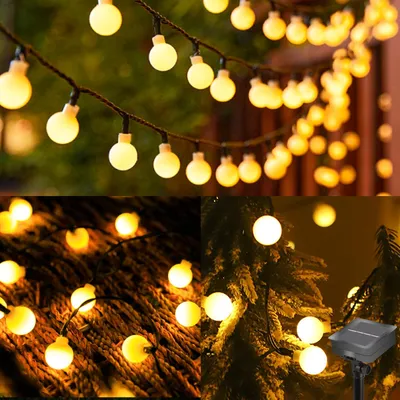 Solar-Lichterkette 100 LEDs, 12 m, warmweiß, 8 Modi, IP65 wasserdicht