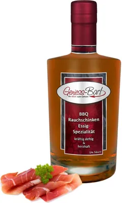 Produktbild von Barbecue BBQ Rauch Schinken Balsam Essig - Spezialität 0,5L kräftig deftig & herzhaft 5% Säure