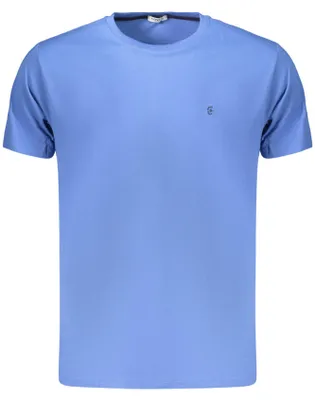 Immagine prodotto di Maglietta da uomo a maniche corte blu con scollo rotondo e logo ricamato