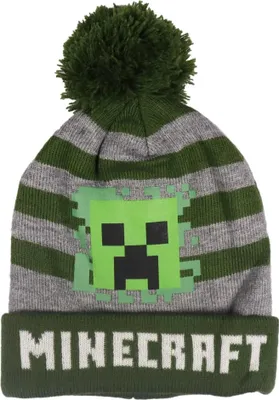 Produktbild von Minecraft Gamer Creeper Kinder Wintermütze Mütze Bommelmütze – Grün / 52