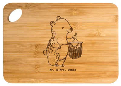 Produktbild von Mr. & Mrs. Panda Holzbrett Bär Makramee - Transparent - Geschenk, tapasbrett, Brett, holzschneidebrett, Frühstücksbrett, Basteln, mit, Schneidebrett