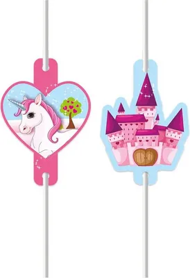 Produktbild von 4 Papier Trinkhalme kleines Einhorn